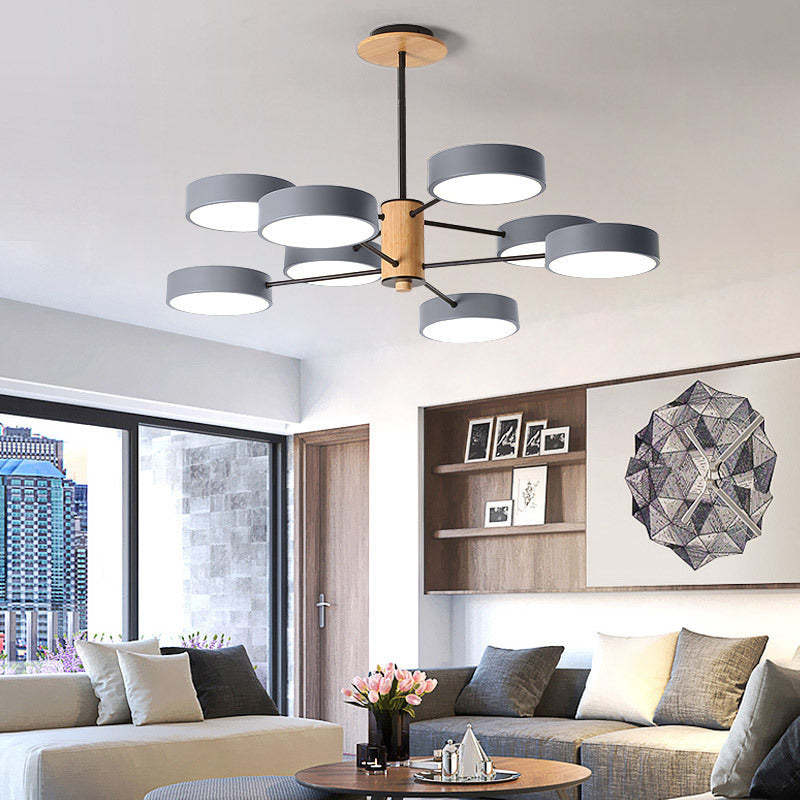 Arisha Art Deco Pendant Light, White/Green/Grey,Metal/Wood - Neutral Decor
