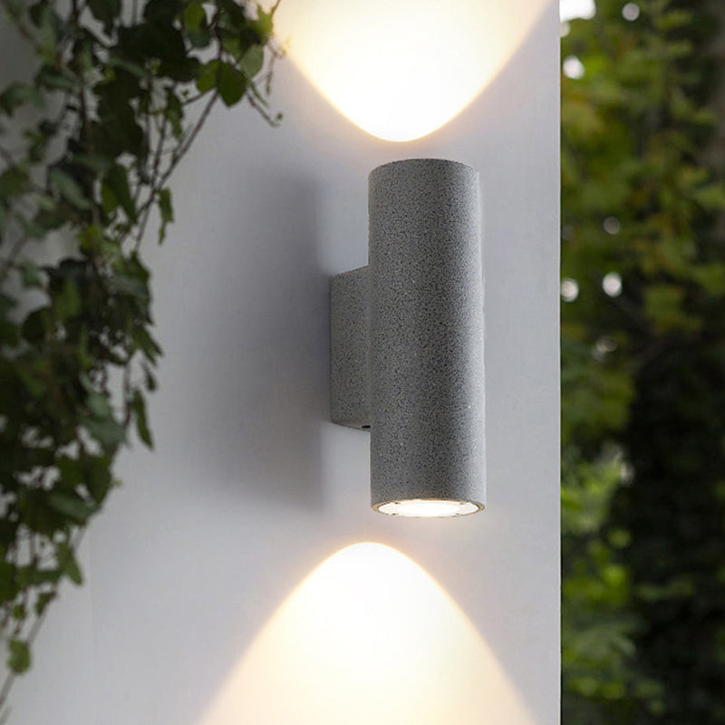 Ray Minimalist Cylindrical Double-headed Cement Outdoor Wall Lamp, Black/White - Neutral Decor