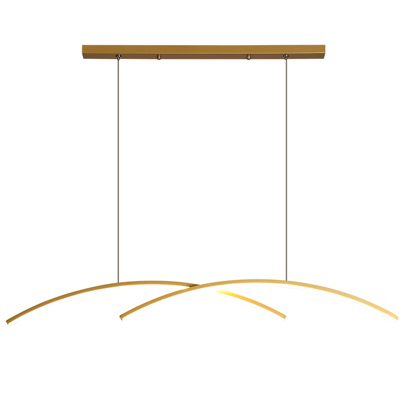 Arisha Pendant Light Linear/Double Curve Modern, Metal, Black/Gold - Neutral Decor