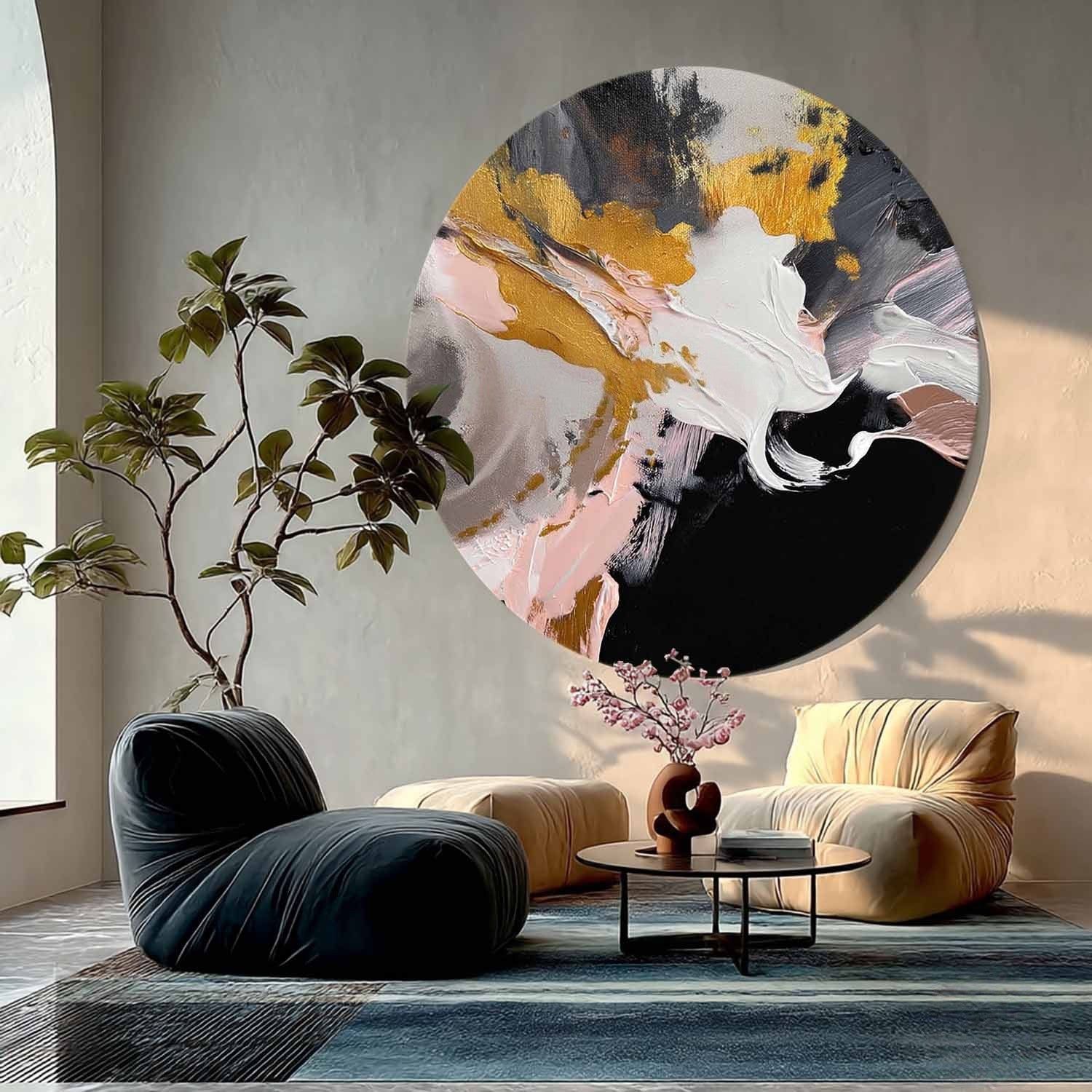 Wall Art Bold Abstract Swirls Gold - Neutralighting