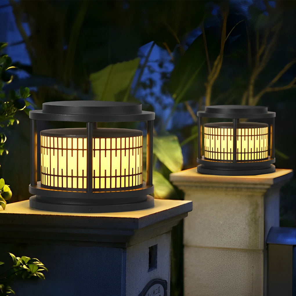 Hen Round Retro Pattern LED Marble Outdoor Fence Post Lights