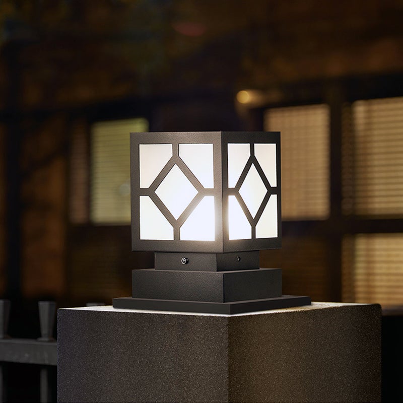 Luther Square LED Modern Steel Outdoor Post Lamp