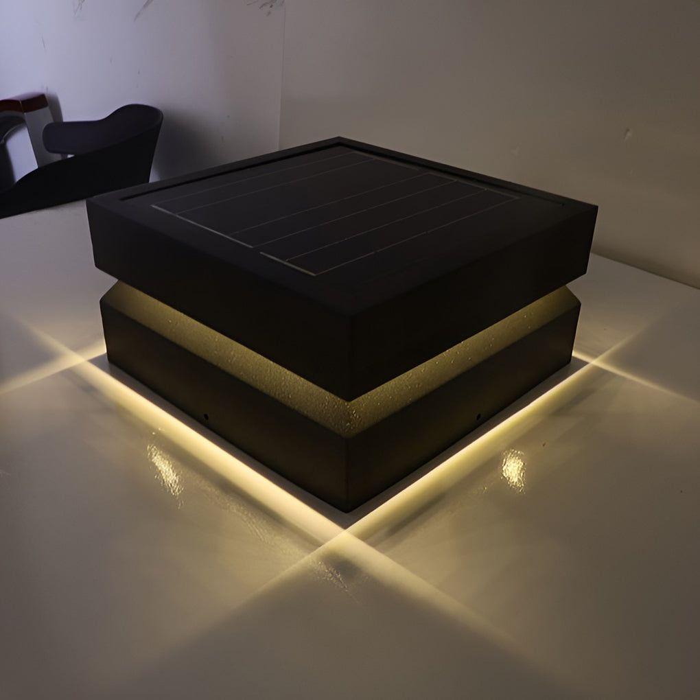 Quella Square LED Modern Steel Outdoor Post Caps Pillar Light