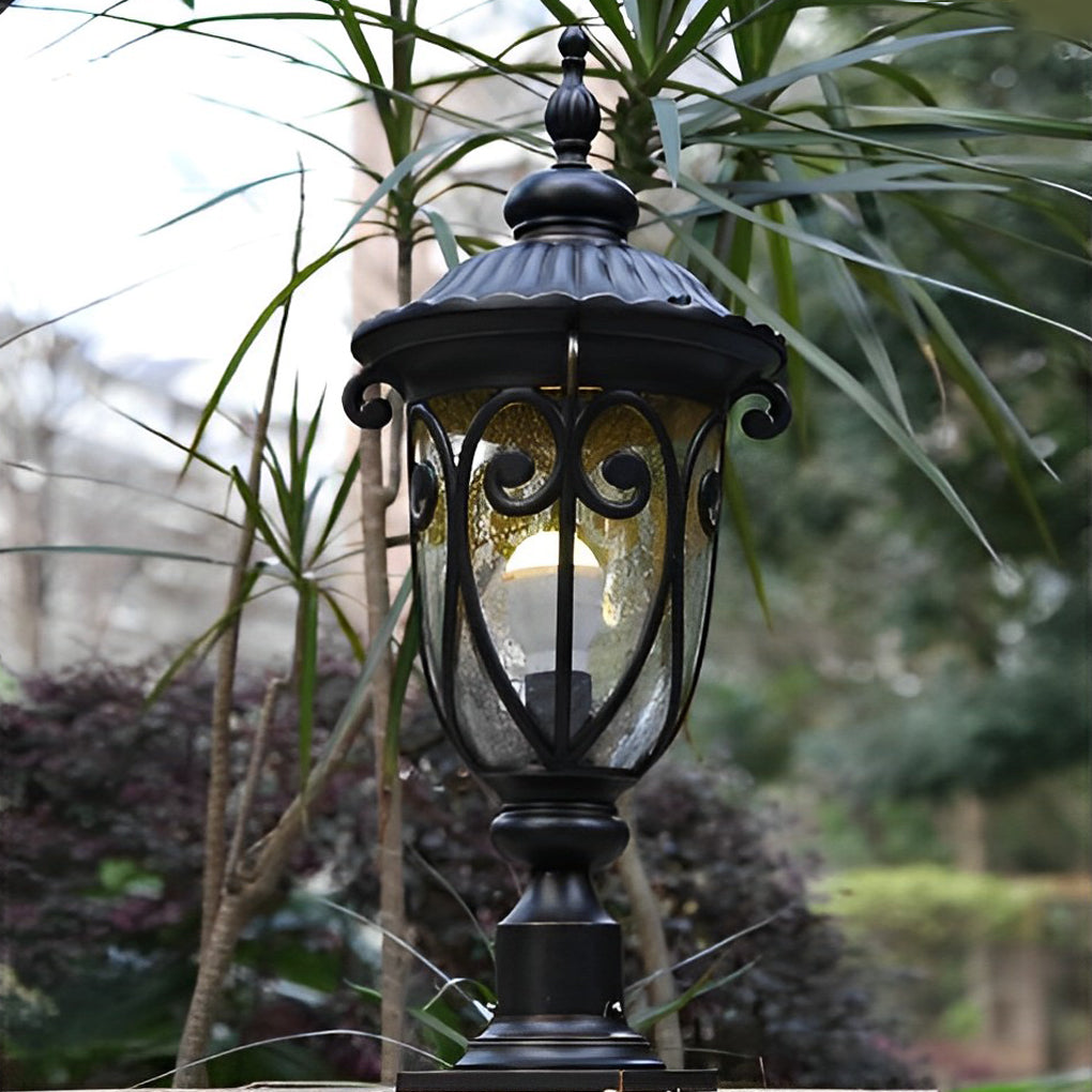 Sanra Round Bubble European Glass Outdoor Pillar Lamp