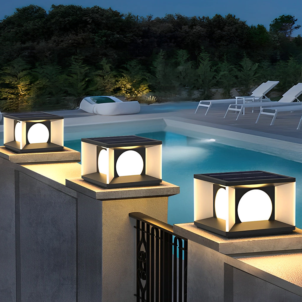 Washi Square LED Modern Steel Outdoor Deck Post Lights