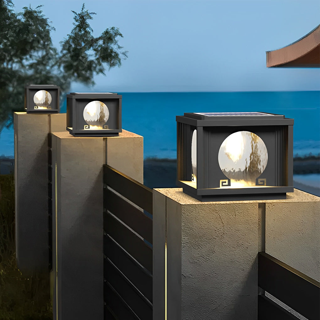 Mnica Square Round LED Outdoor Fence Post Lamp