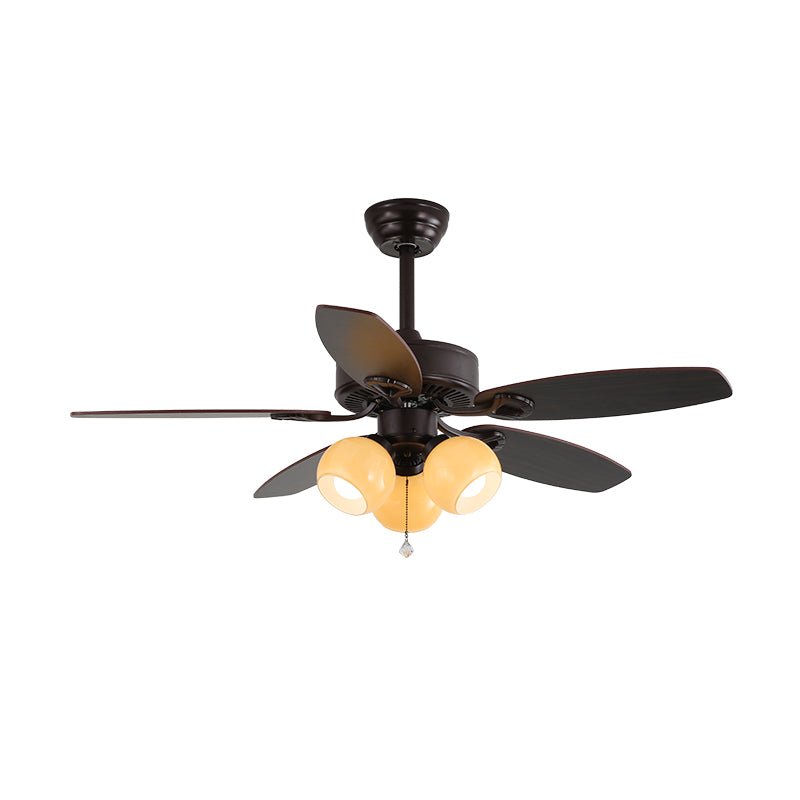 Solara Classic Wood Glass Ceiling Fan Light-Neutral Decor