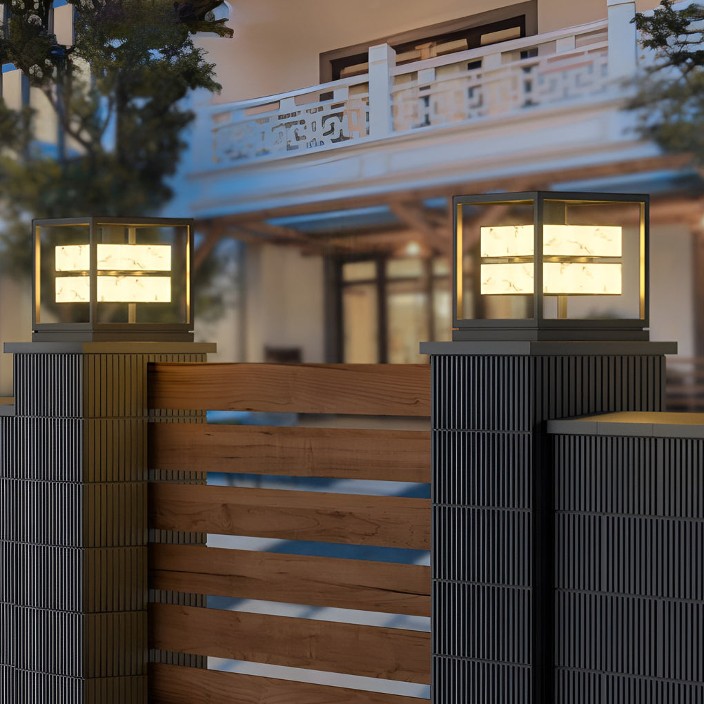 Herdsm Square LED Modern Steel Outdoor Post Caps Lights