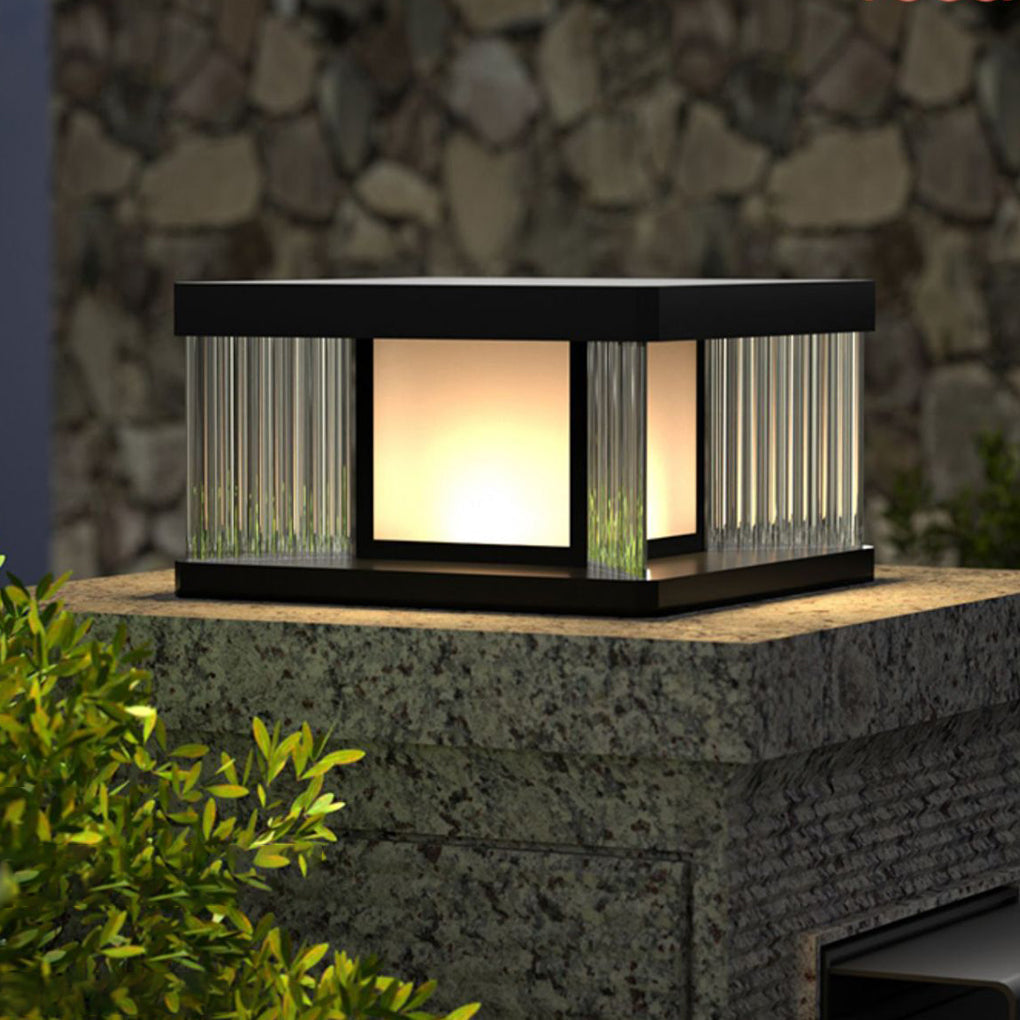 Lucinda Modern Solar Fence Glass Post Lights