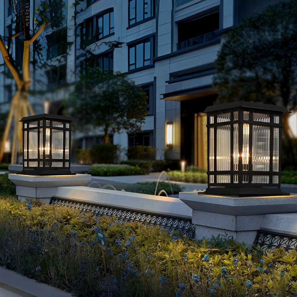 Rhett Retro Matte Modern Fence Glass Outdoor Post Lights