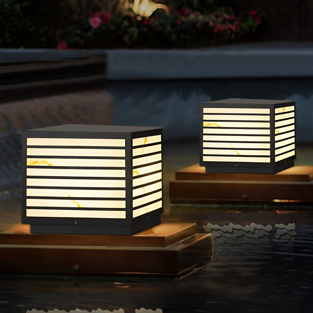 Butterf Square LED Modern Steel Outdoor Deck Post Pillar Light