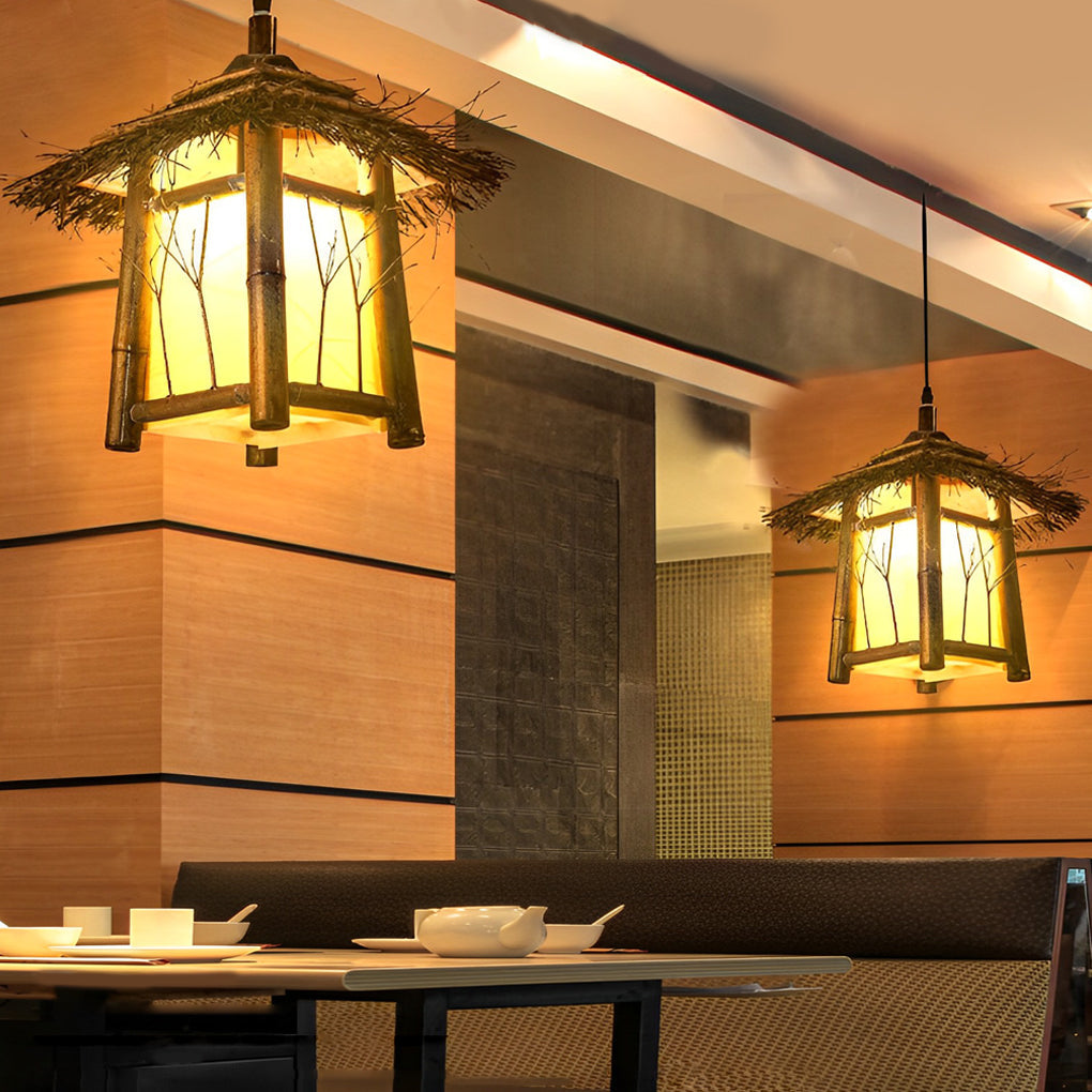 Wyne Branch Pattern Versatile Bamboo Outdoor Light