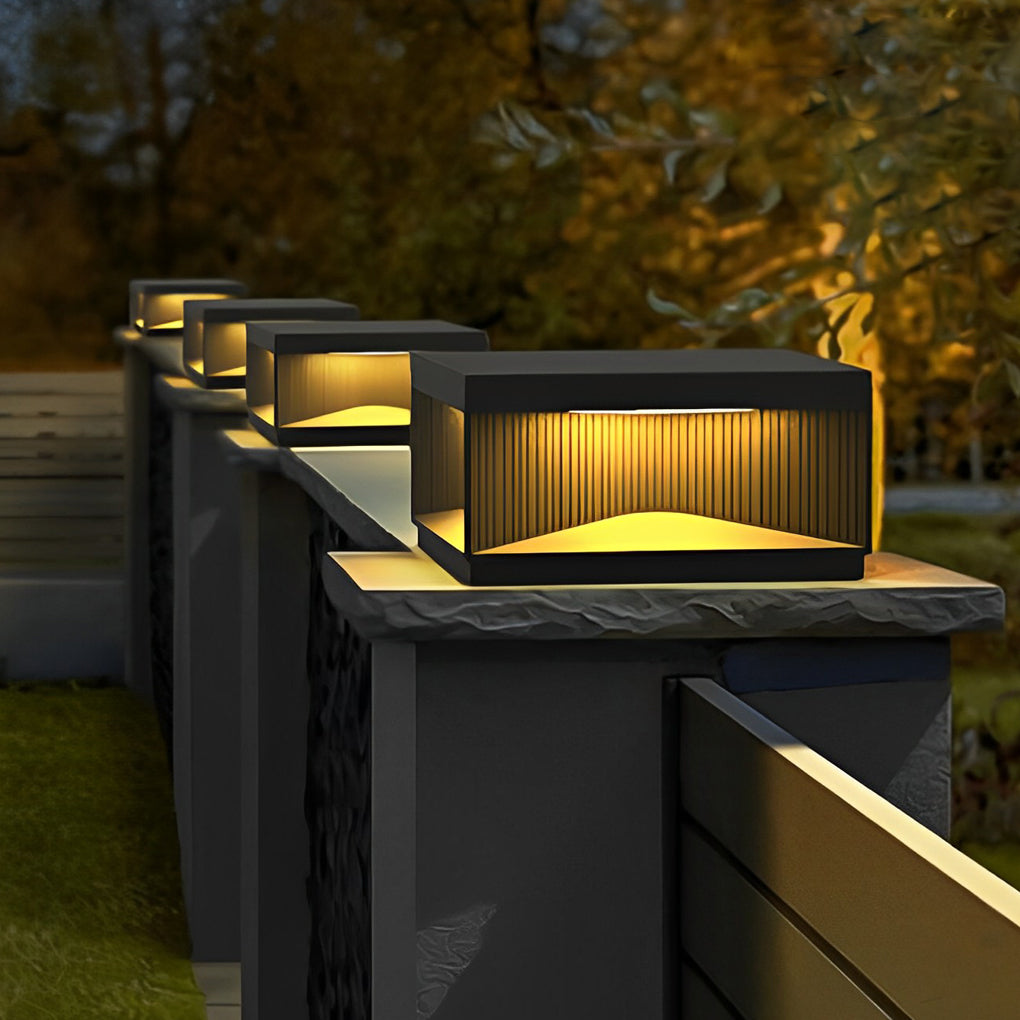 Zea Striped Decor Solar Fence Post Light