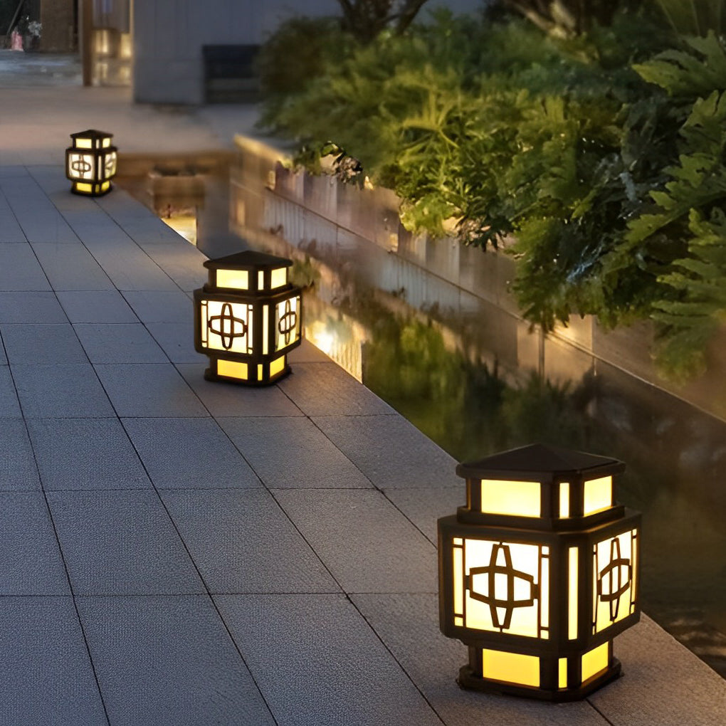 Whney Creative LED Retro Marble Outdoor Deck Post Pillar Light