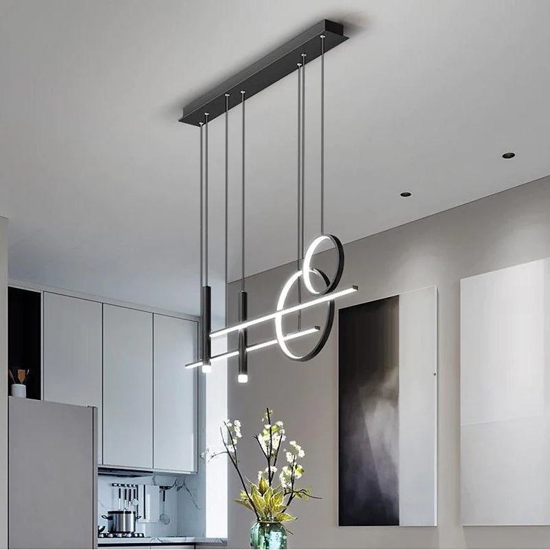 Arisha Modern Pendant Light LED, Double Circle, Gold/Black - Neutral Decor