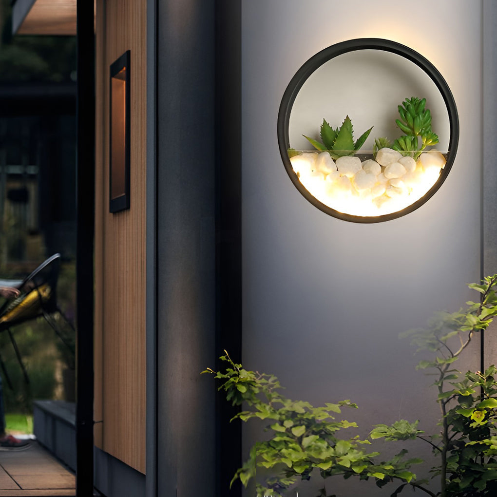 Grace Small Artificial Plants Modern Stones Outdoor Wall Light