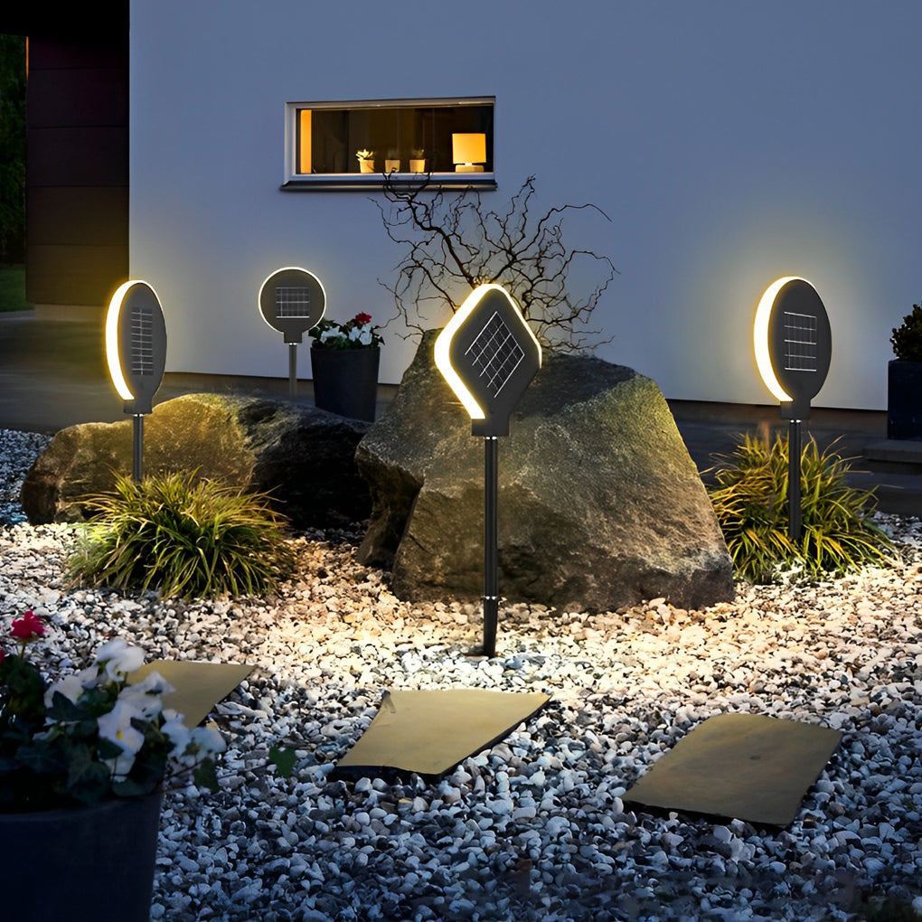 Peaceful Modern Circular Solar Steel Outdoor Lawn Light