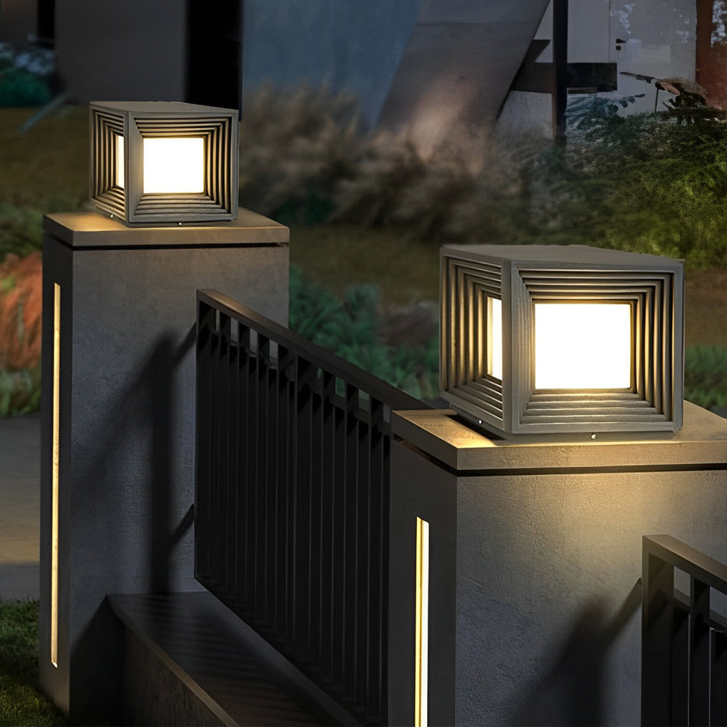 Square Creative LED Modern Steel Outdoor Post Caps Lights
