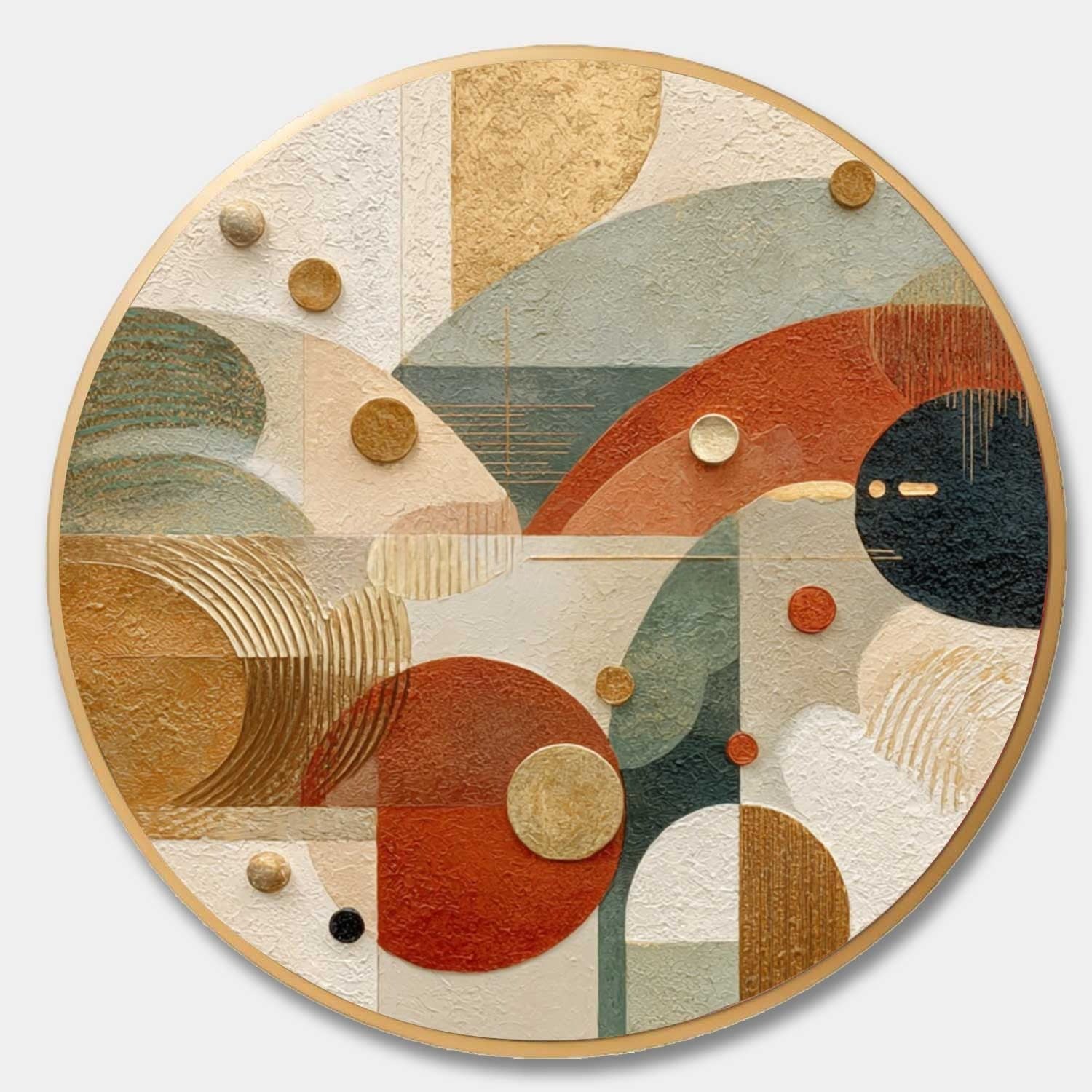 Wall Art Round Geometric Abstract Gold - Neutralighting