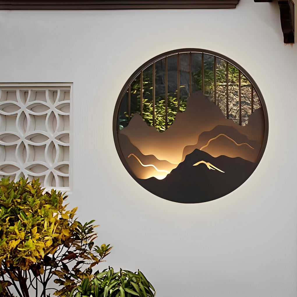 Mytle Round Mountain Scenery Outdoor Wall Sconce