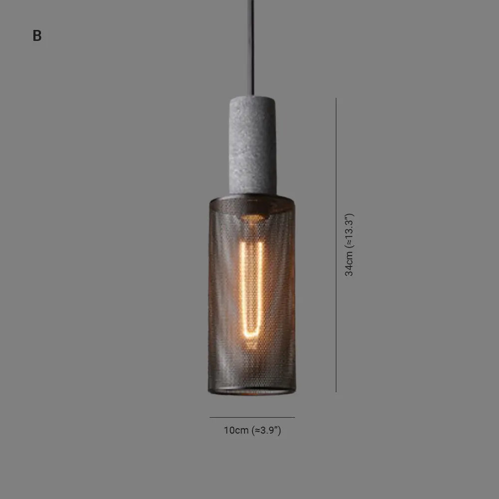Xenith Industrial Cylindrical Pendant Light, Cement/Metal-Neutral Decor