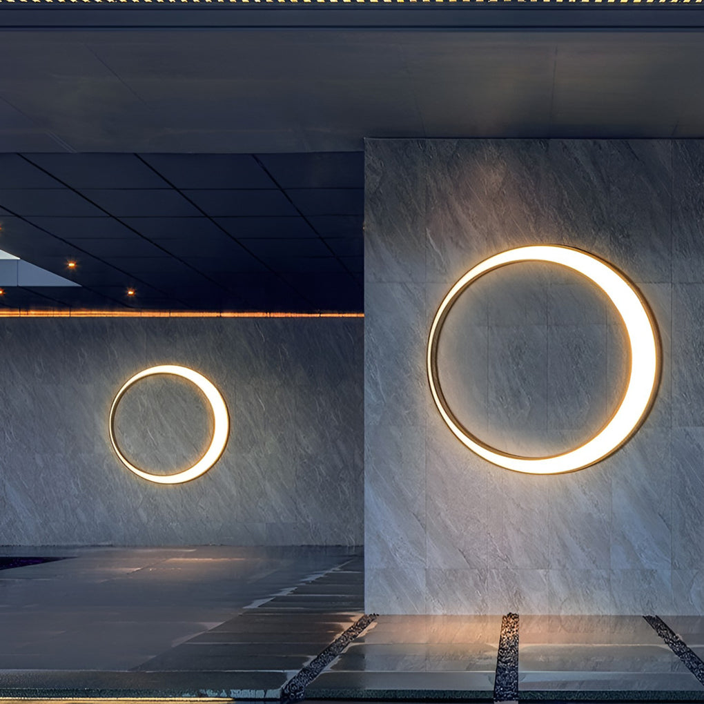 Oron Circular Moon Modern Steel Outdoor Wall Lights