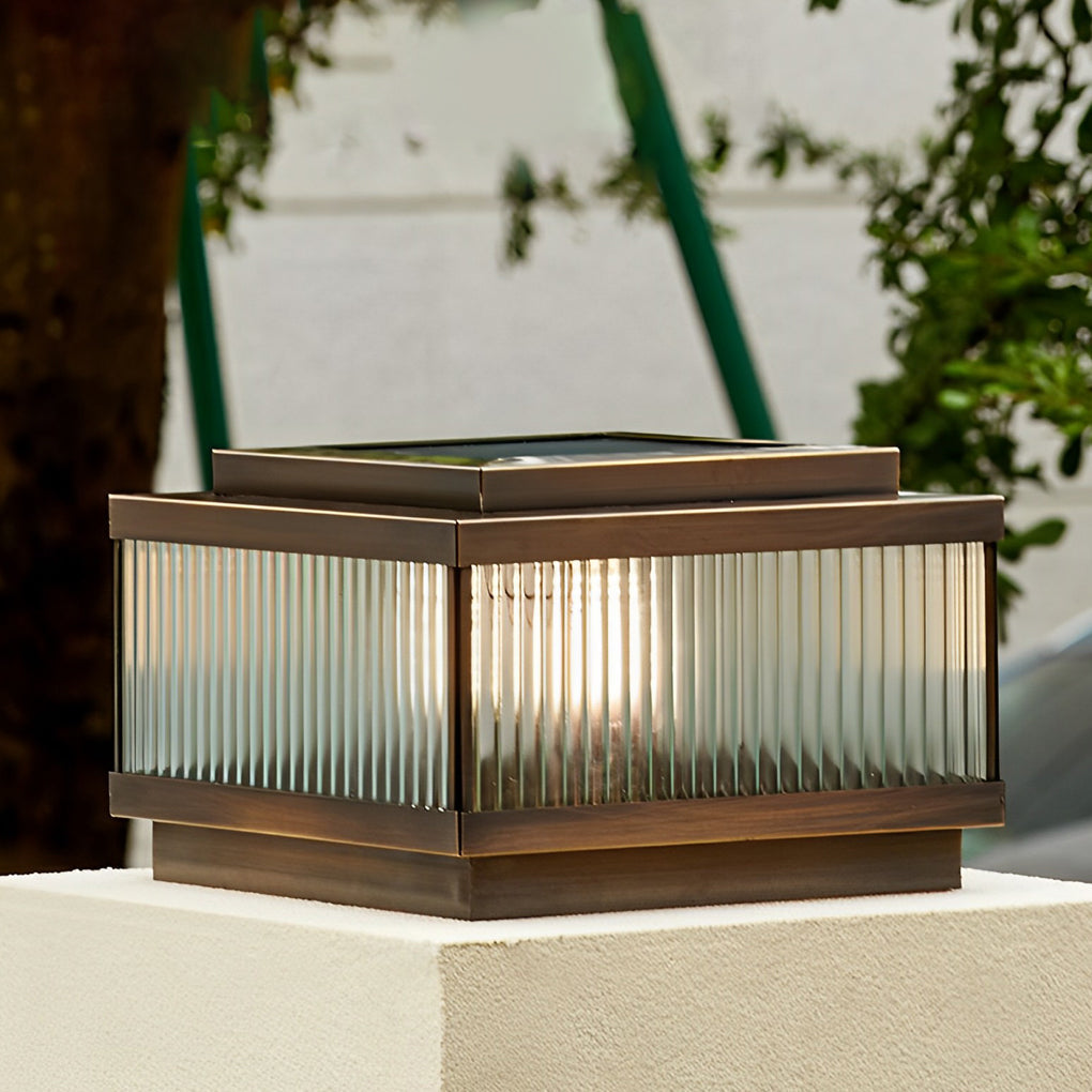 Glynn Square Intelligent Timing Modern Glass Outdoor Fence Post Lights