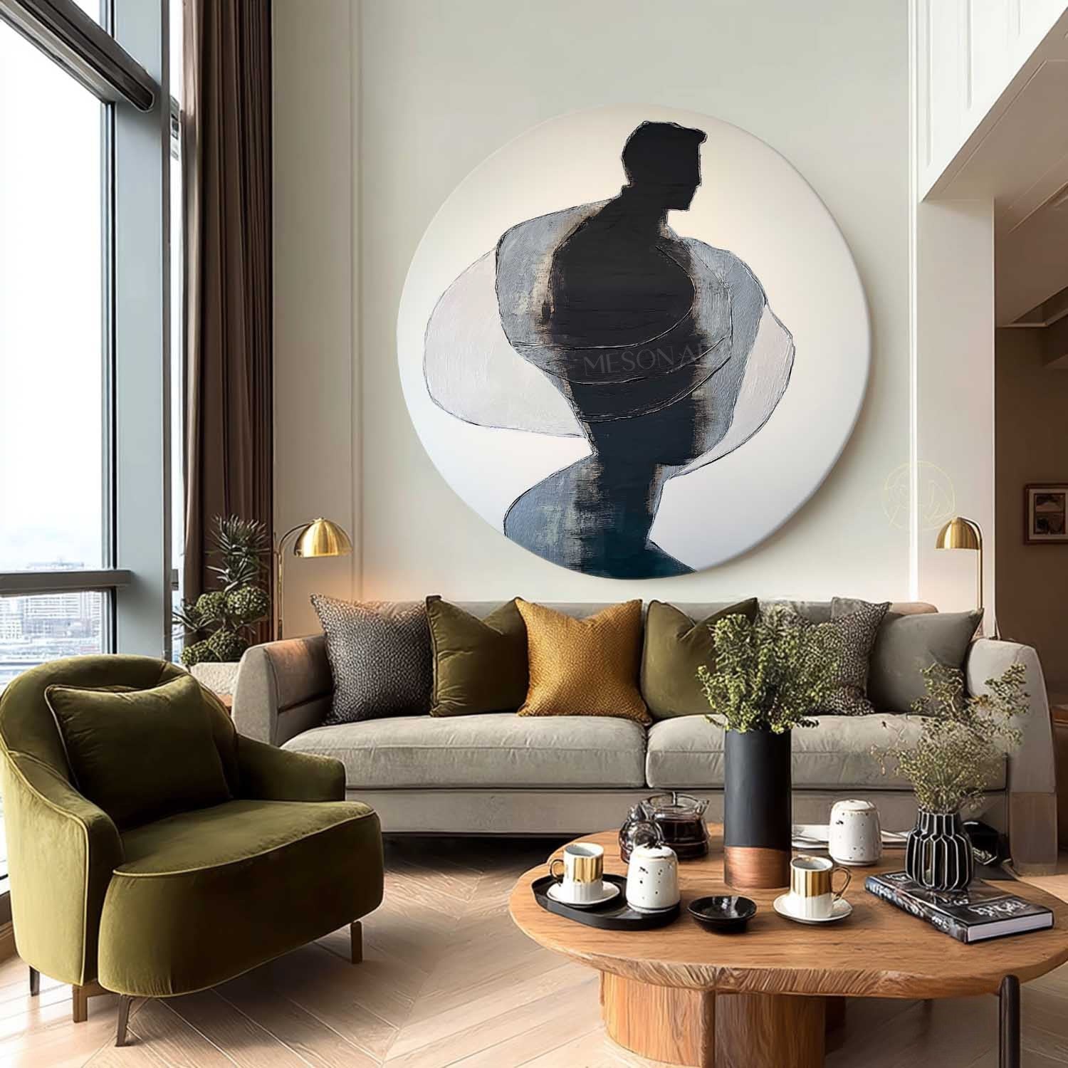 Wall Art Textured Male Figure Silhouette - Neutralighting