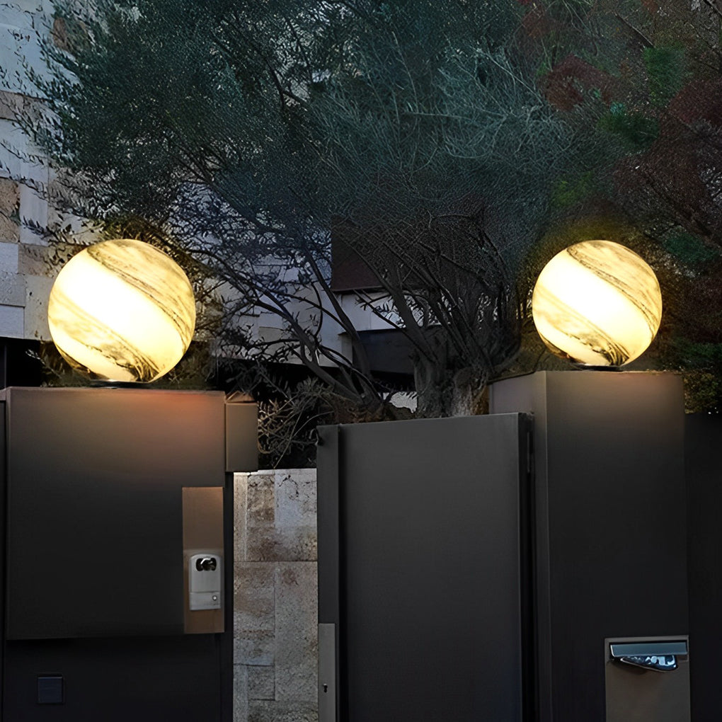 Martina Round Planets Design Glass Outdoor Fence Post Lights