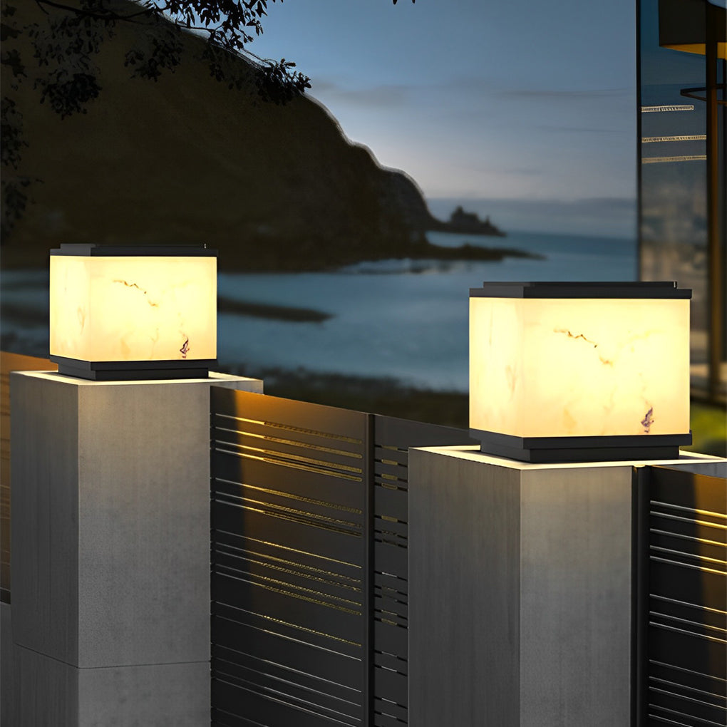 Scott LED Modern Marble Outdoor Fence Post Lights