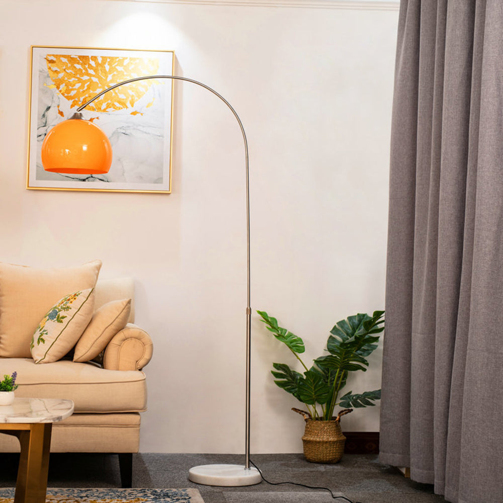 Mira Floor Arc Lamp, Tall Floor Light, Modern, Orange/ White - Neutral Decor