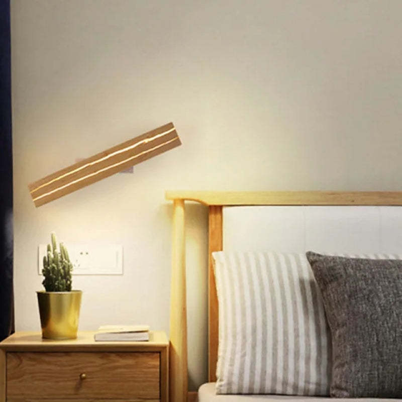 Muto Rotatable Crackle Nature Wood Board LED Wall Lamp - Neutral Decor