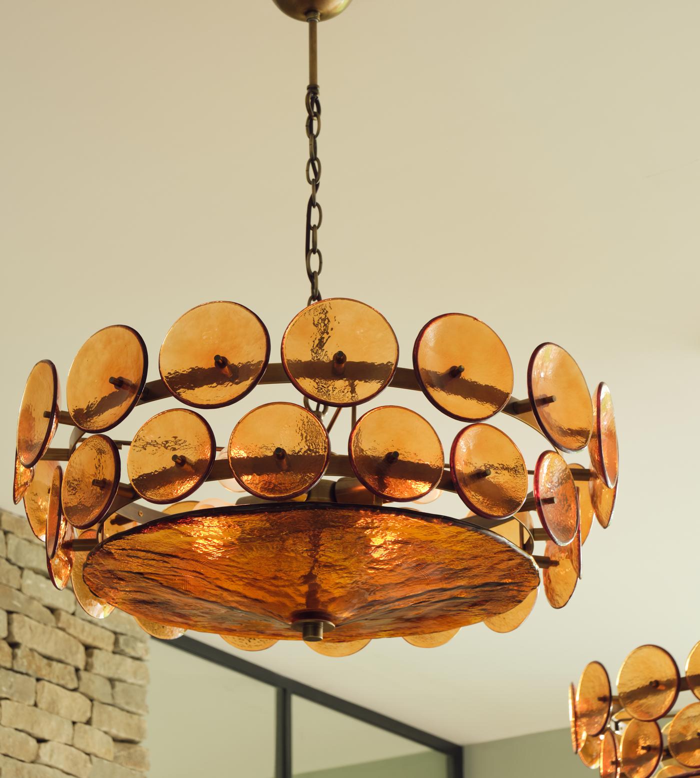 Aurora Chandelier Murano Glass Disc Vintage-Neutral Decor