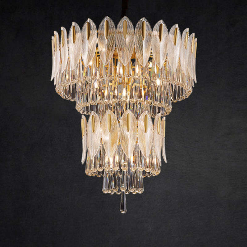 Arisha Luxury Feather Crystal Chandelier, Living Room - Neutral Decor
