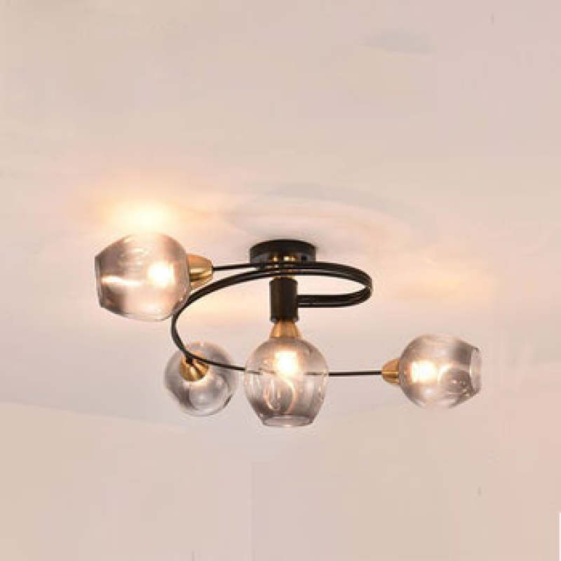 Valentina Flush Mount Ceiling Light, Glass, Black/Gold, Dining Room - Neutral Decor