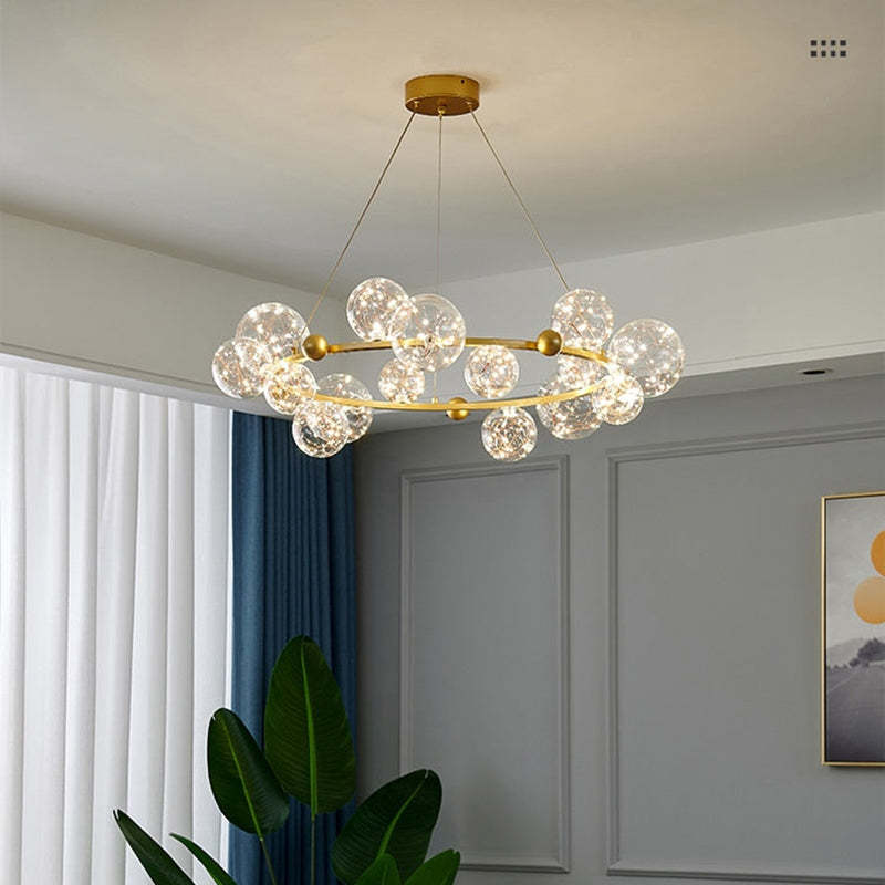 Valentina Art Deco Luminous Sphere Cluster Glass Pendant Light - Neutral Decor