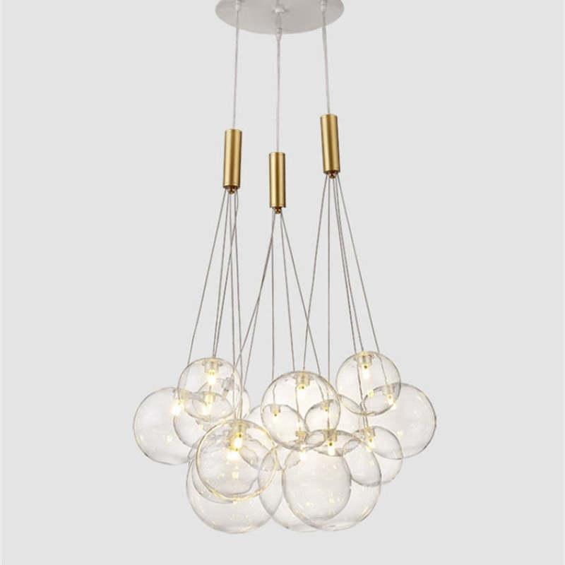 Valentina Glass Globe Bubble Pendant Light LED Stary - Neutral Decor