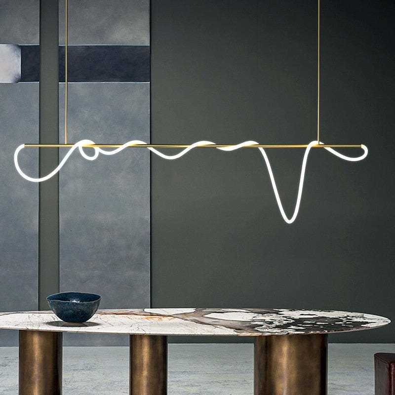 Arisha Curved & Linear Semi Flush Mount Ceiling Light, Gold - Neutral Decor