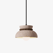 Travertine Wooden Bead Pendant Lamp-Neutral Decor