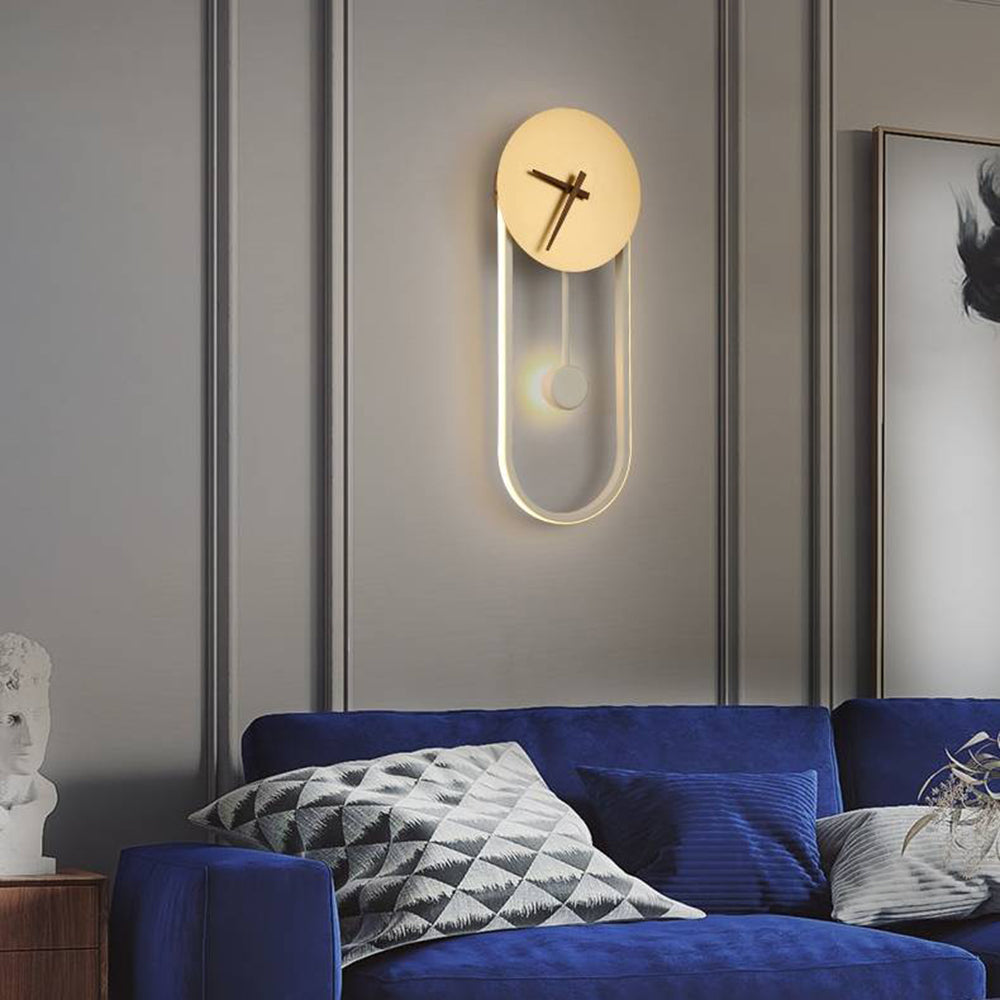 Arisha Nordic Clock Wall Lamp, Gold & Black - Neutral Decor