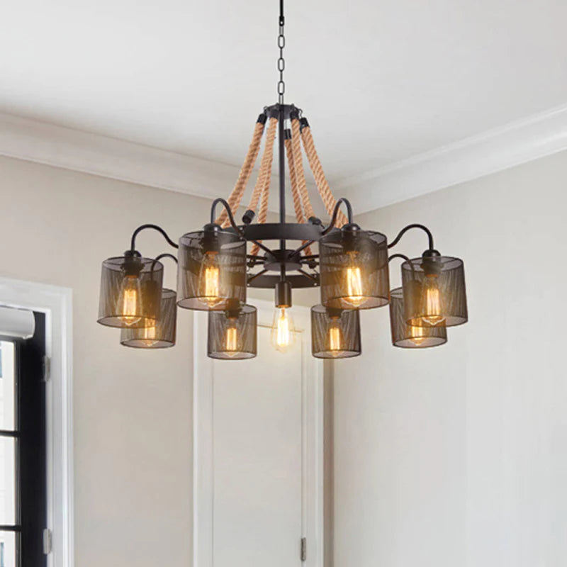 Epoch Vintage LED Pendant Light Black Rope/Metal Living Room - Neutral Decor