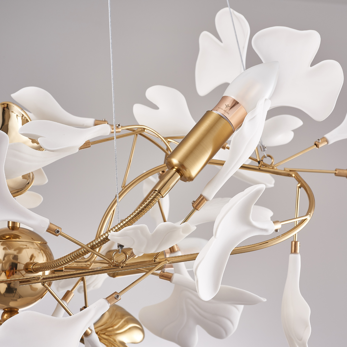 Olivia Luxury Ceramic Chandelier Large Foyer, Gingko leaf, Living Room - Neutral Decor