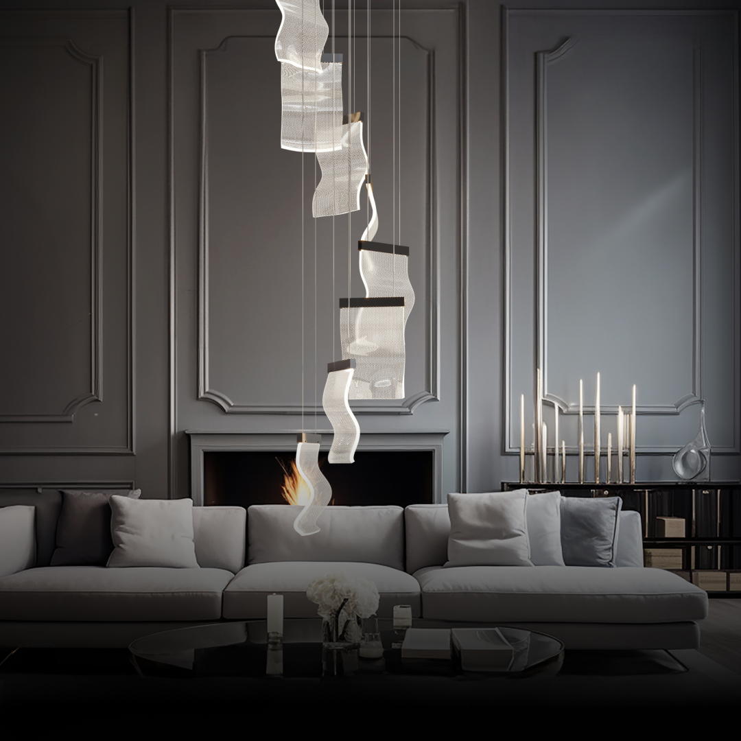 Kristy Industrial Chandelier Wave Acrylic/Metal Gold Bedroom/Living Room - Neutral Decor