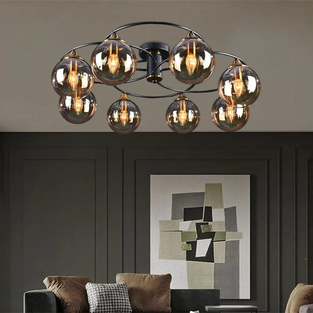 Valentina Nordic Bubble Glass Ceiling Light, Gray/Amber - Neutral Decor