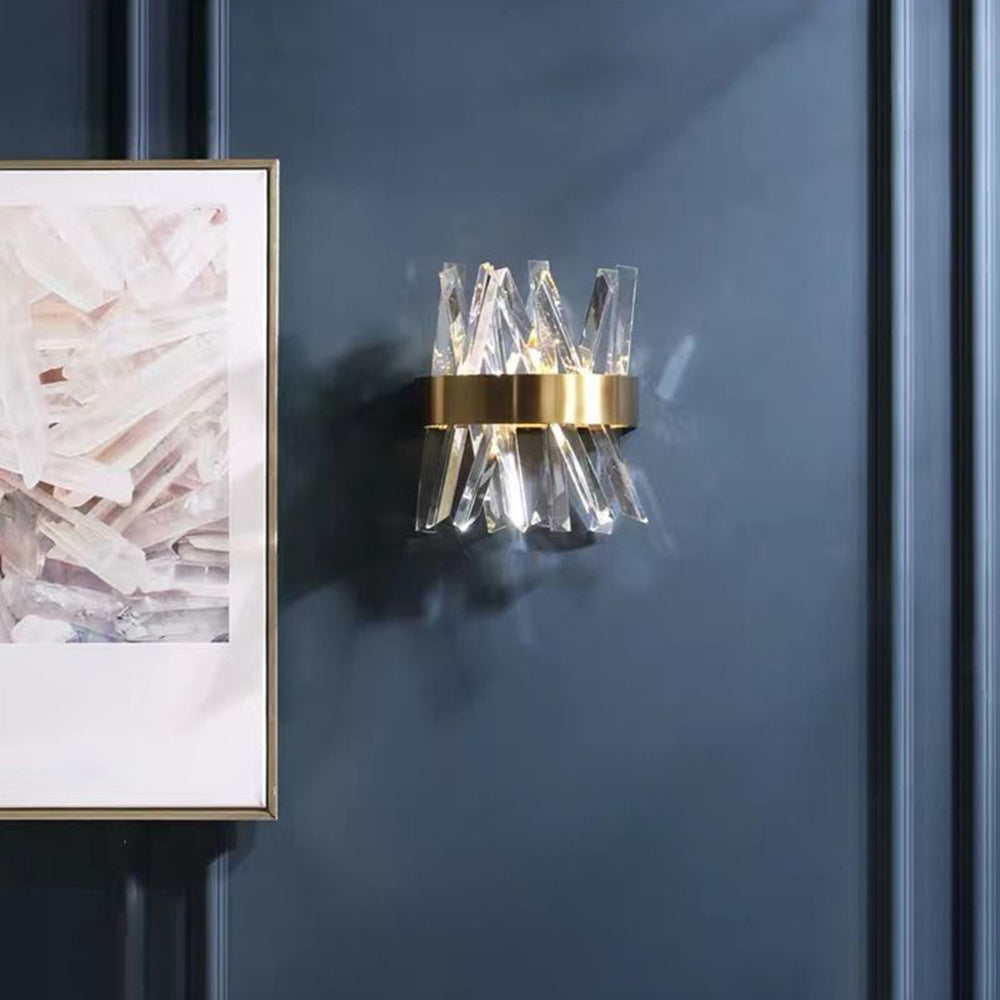 Kristy Decorative Geometric Crystal/Metal Wall Lamp, Gold - Neutral Decor