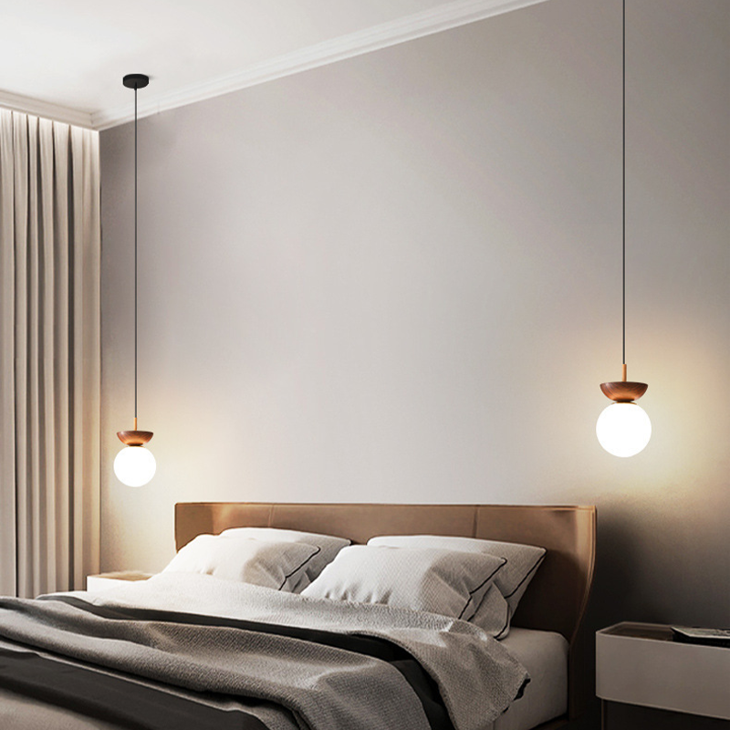 Valentina Nordic Japanese Glob LED Ceiling/Pendant Light Metal Glass Bedroom, Burlywood - Neutral Decor