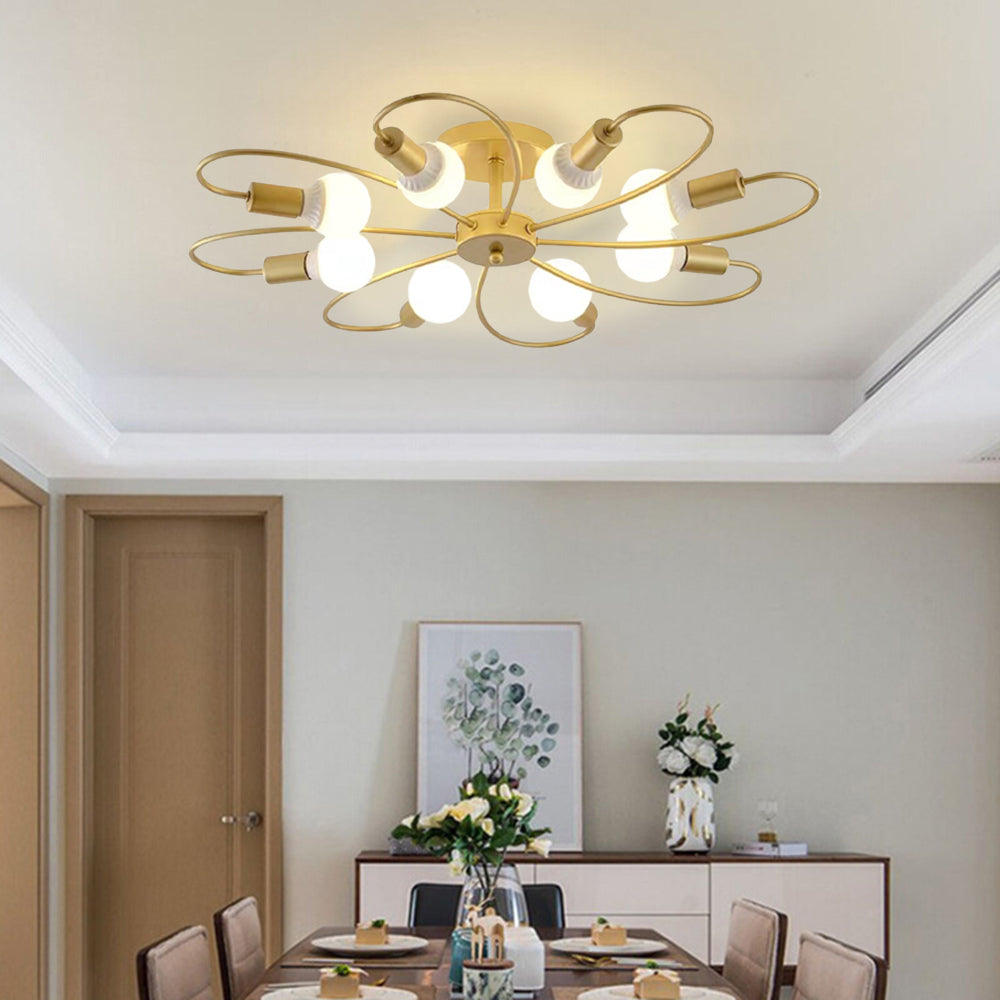 Valentina Modern Metal Flush Mount Ceiling Light, Black/Gold - Neutral Decor