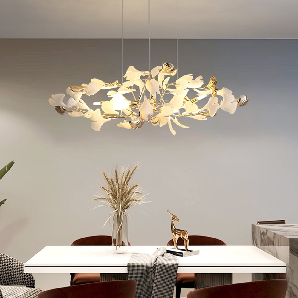 Olivia Ginkgo Leaf Modern Petal Shaped Metal Chandelier, Gold - Neutral Decor