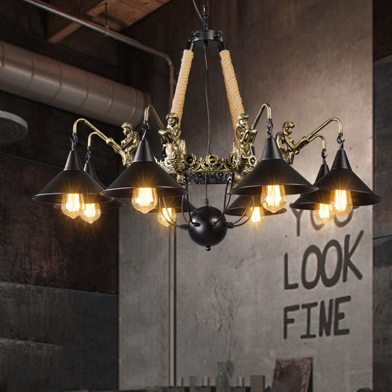 Epoch Vintage Trumpet Chandelier Black Metal Living Room/Restaurant - Neutral Decor