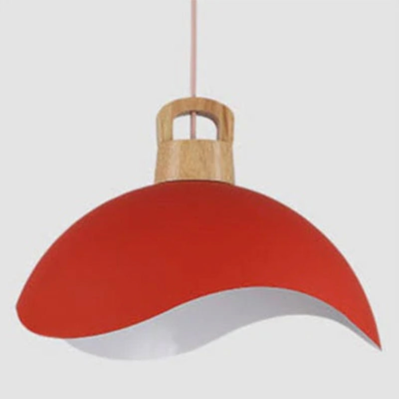 Valentina Colorful Shade Single Pendant Lights, Wood & Metal - Neutral Decor
